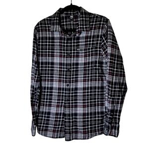 Vision‎ Street Wear Plaid Flannel Shirt Black Gray Red Skater Y2K Mens Small